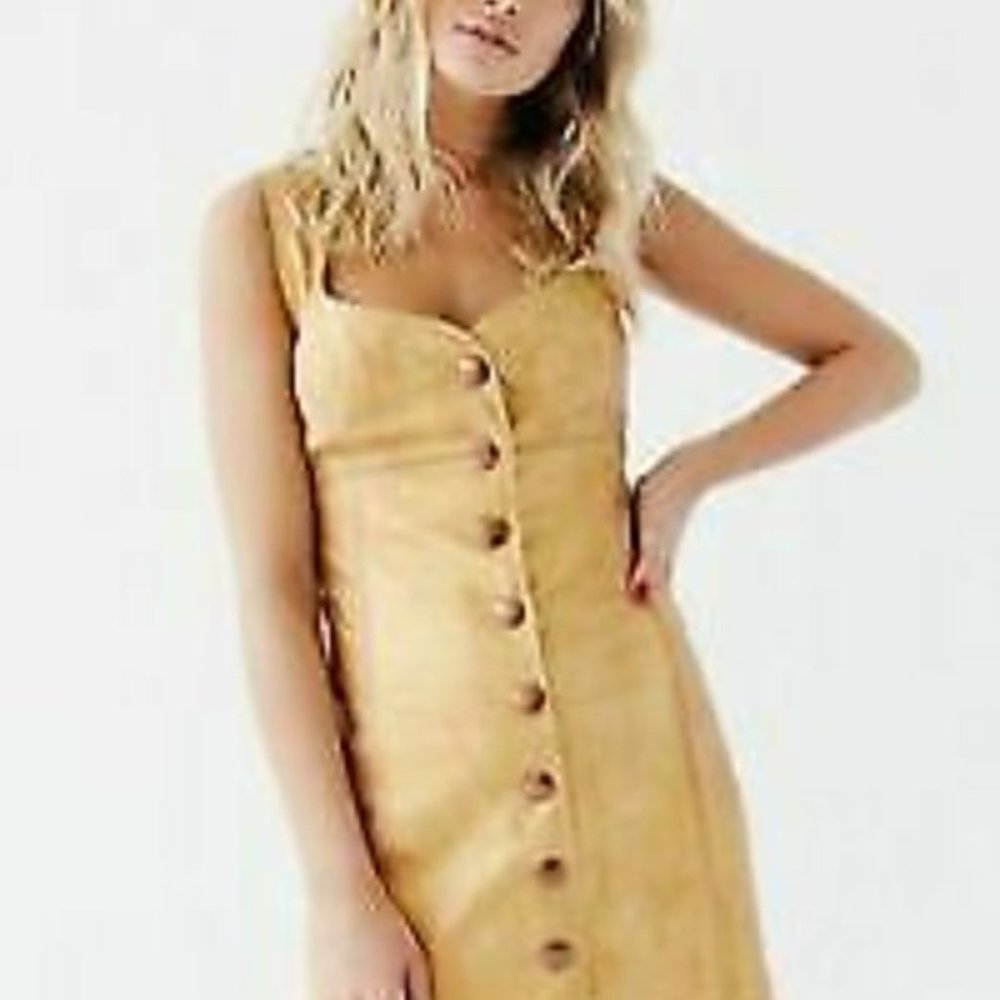 Free People Leather Golden Mini Dress